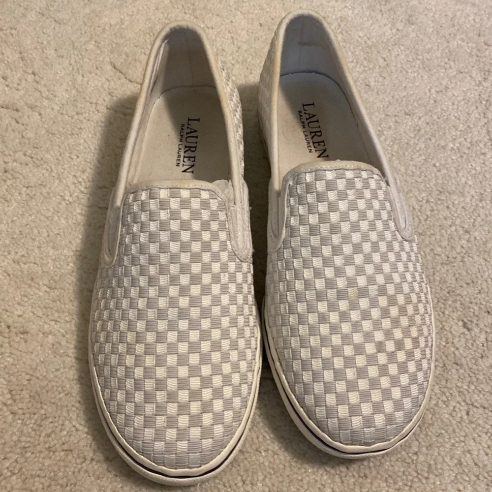Ralph Lauren Janice 7.5B white checkerboard slip on sneaker - Picture 1 of 3